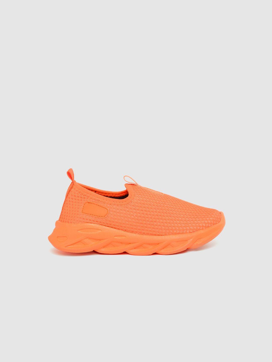 yk kids fluorescent orange slip-on sneakers