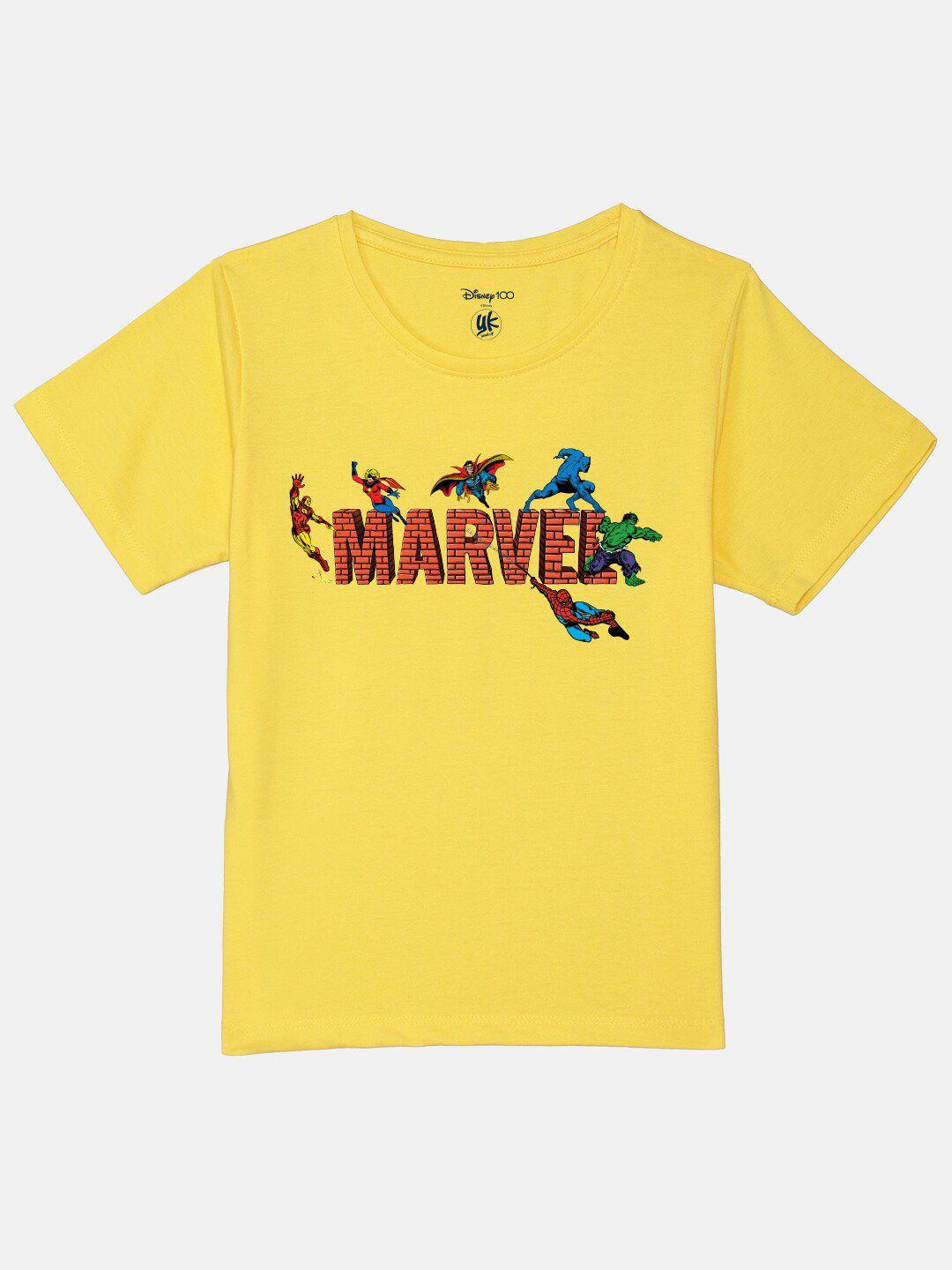 yk marvel boys avengers printed pure cotton t-shirt