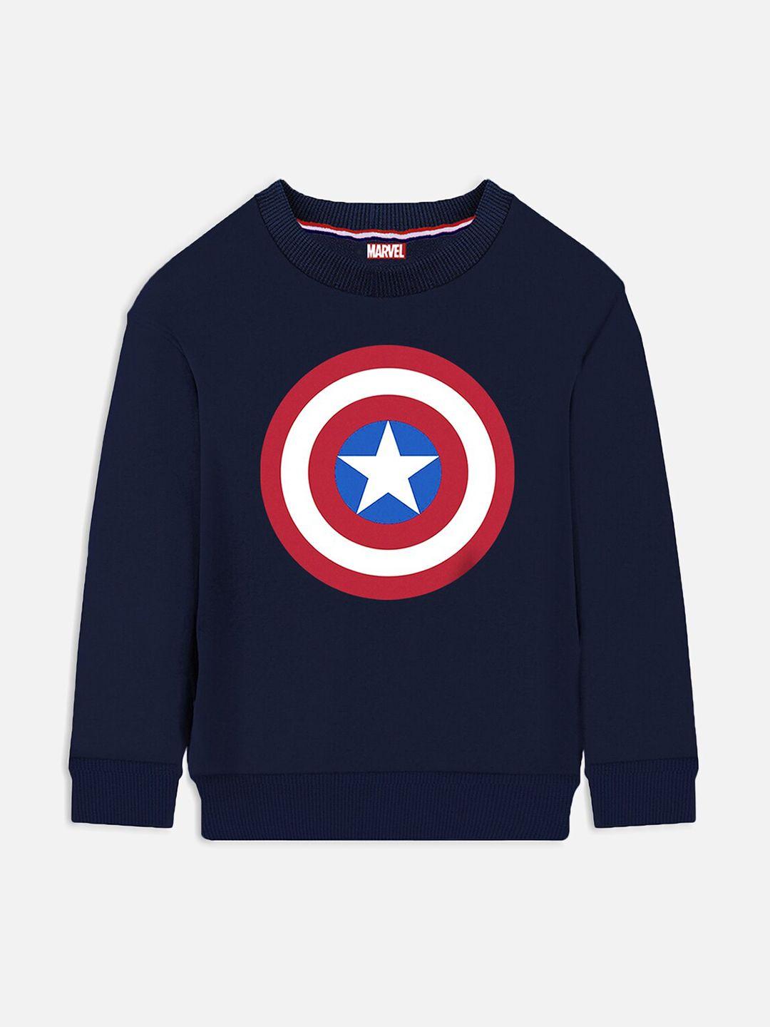 yk marvel boys blue printed sweatshirt