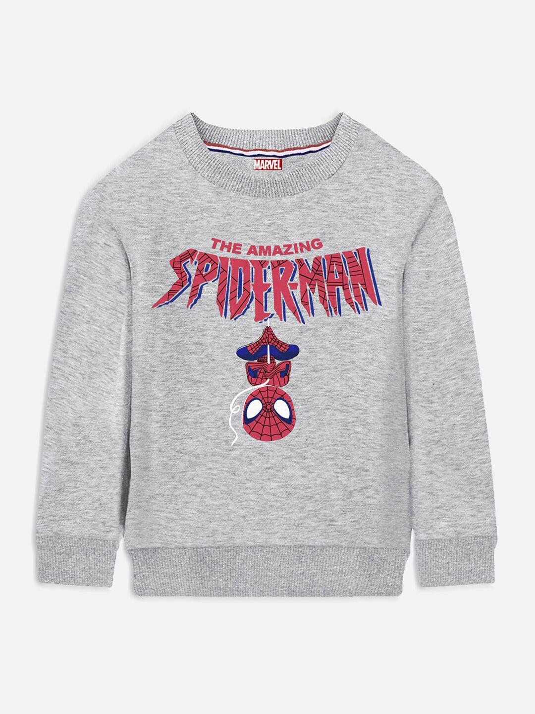 yk marvel boys grey  spider-man printed sweatshirt
