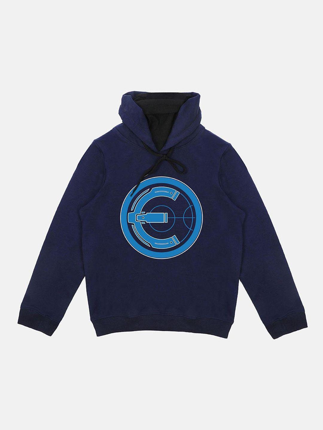 yk marvel boys navy blue eternals printed hooded sweatshirt