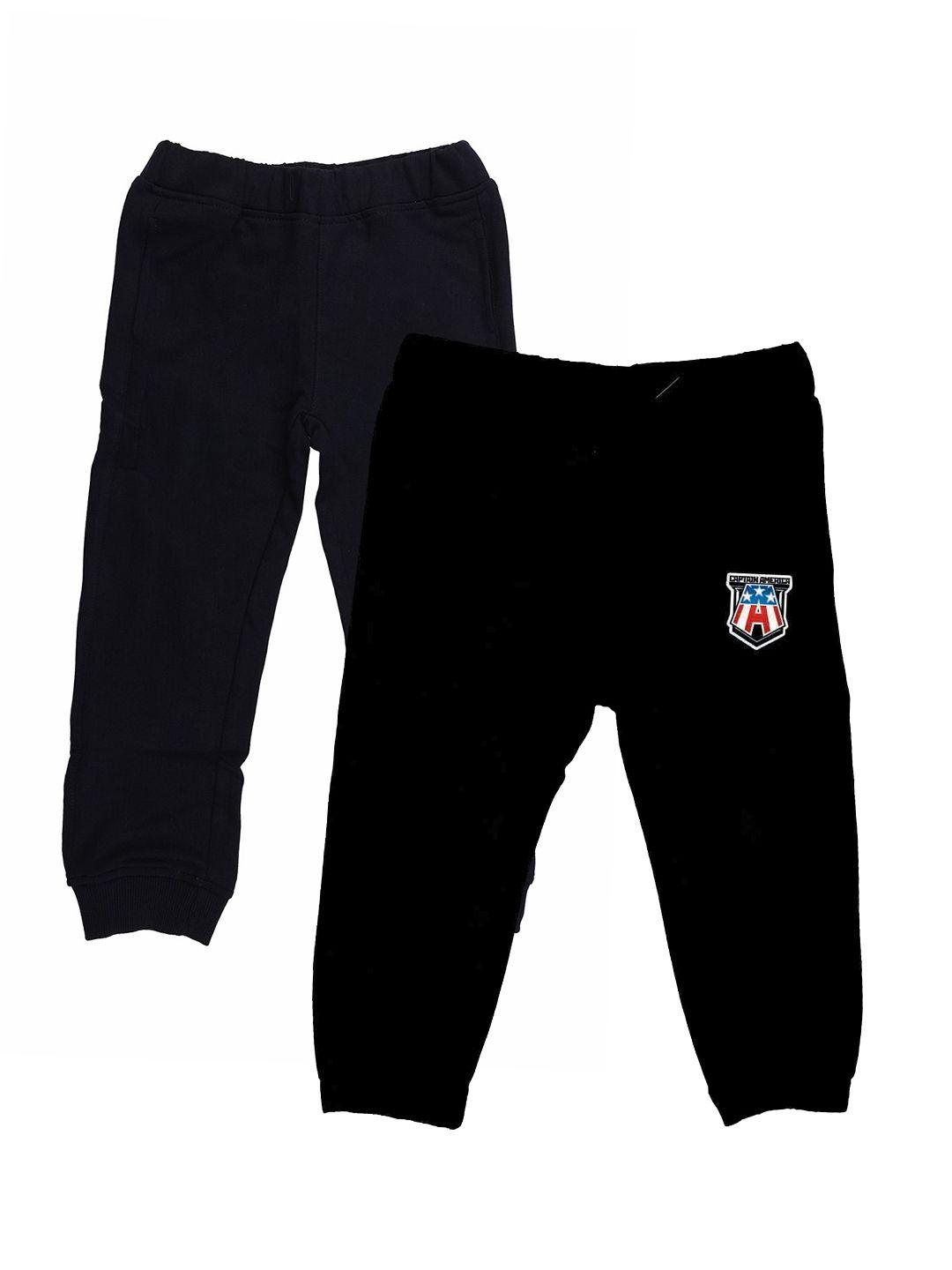 yk marvel boys pack of 2 black solid slim fit joggers