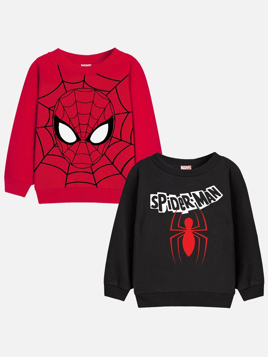 yk marvel boys pack of 2 black spiderman printed sweatshirt