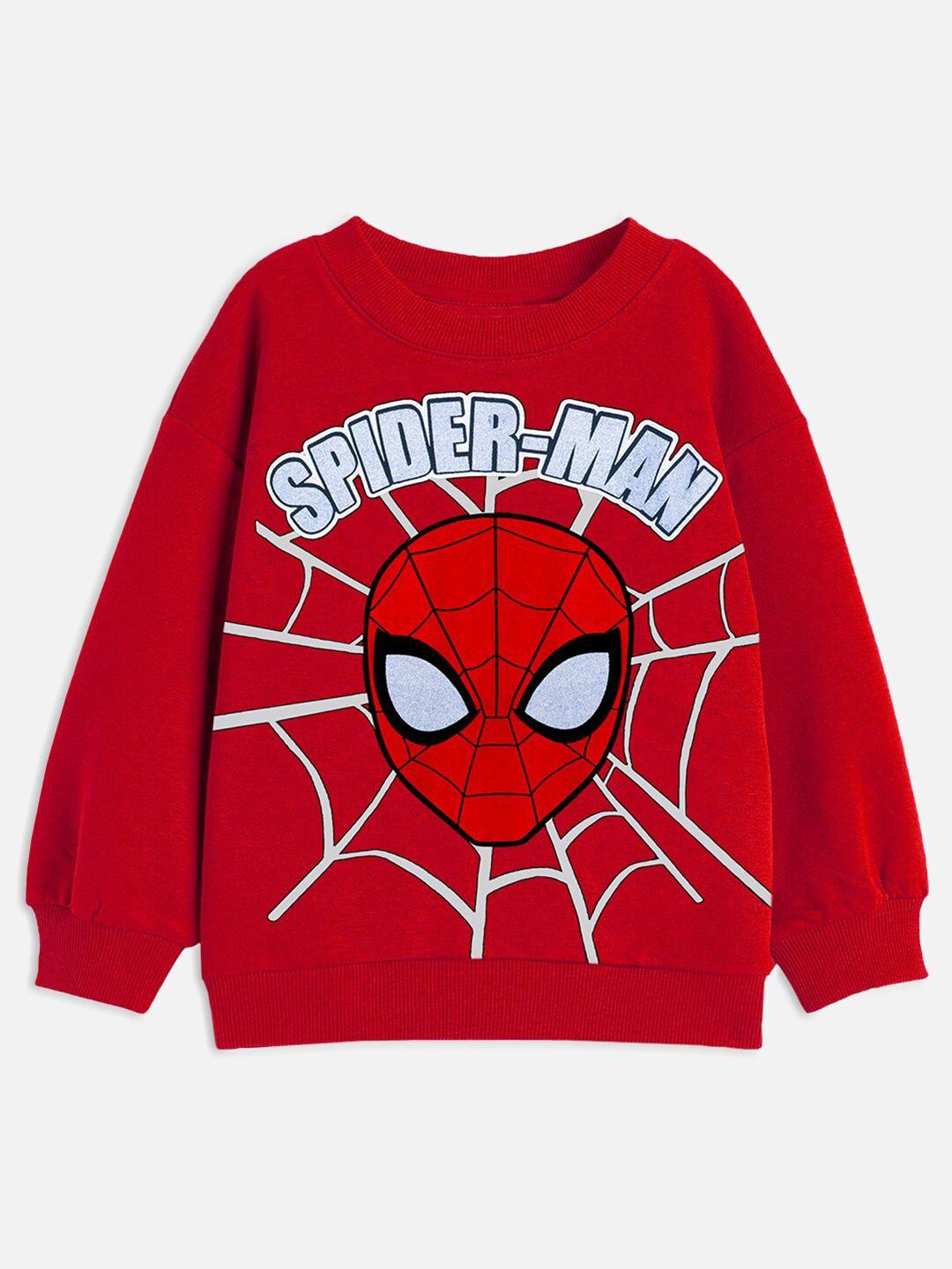 yk marvel boys red spiderman printed sweatshirt