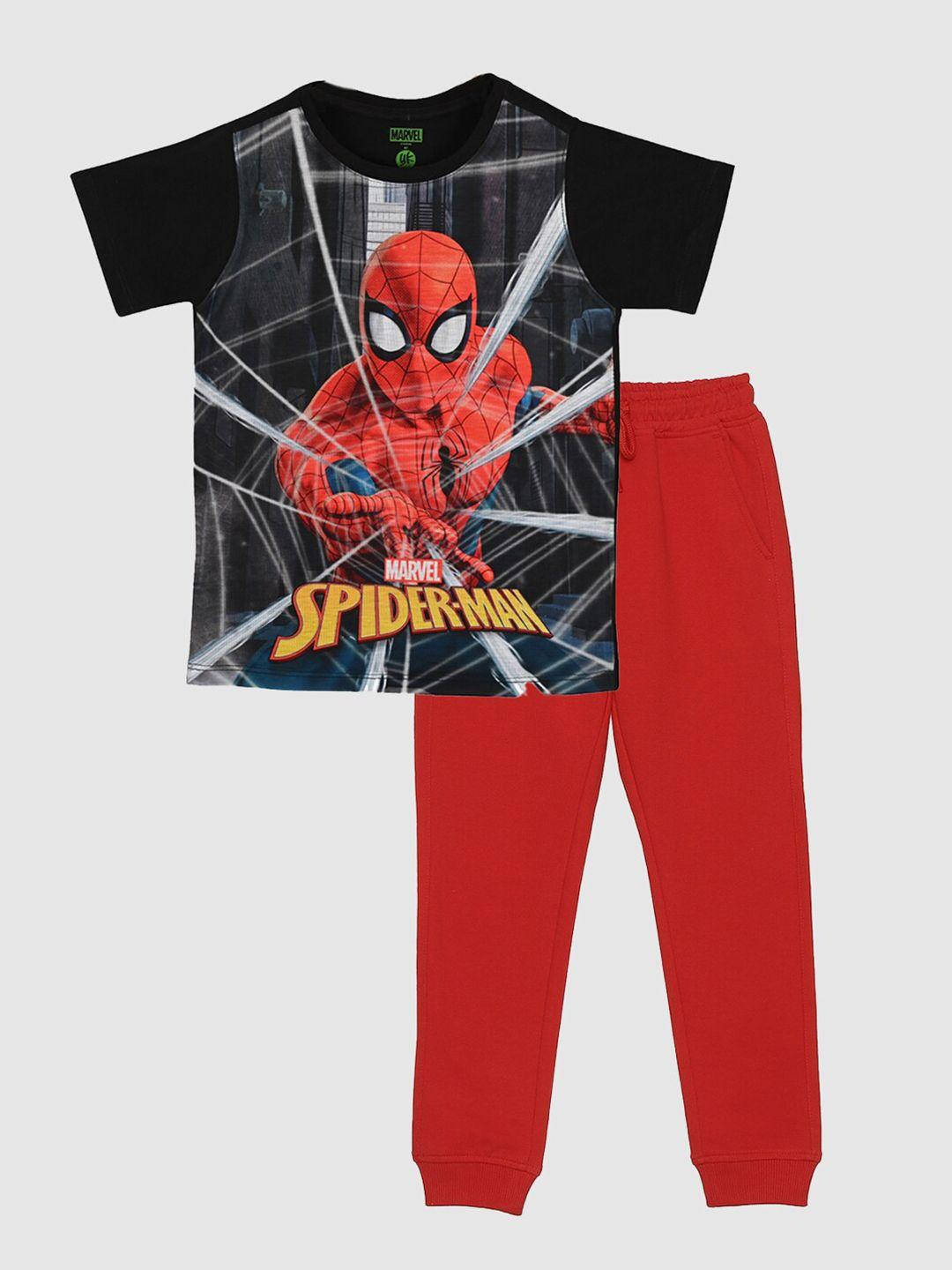 yk marvel boys spider-man printed t-shirt with trousers