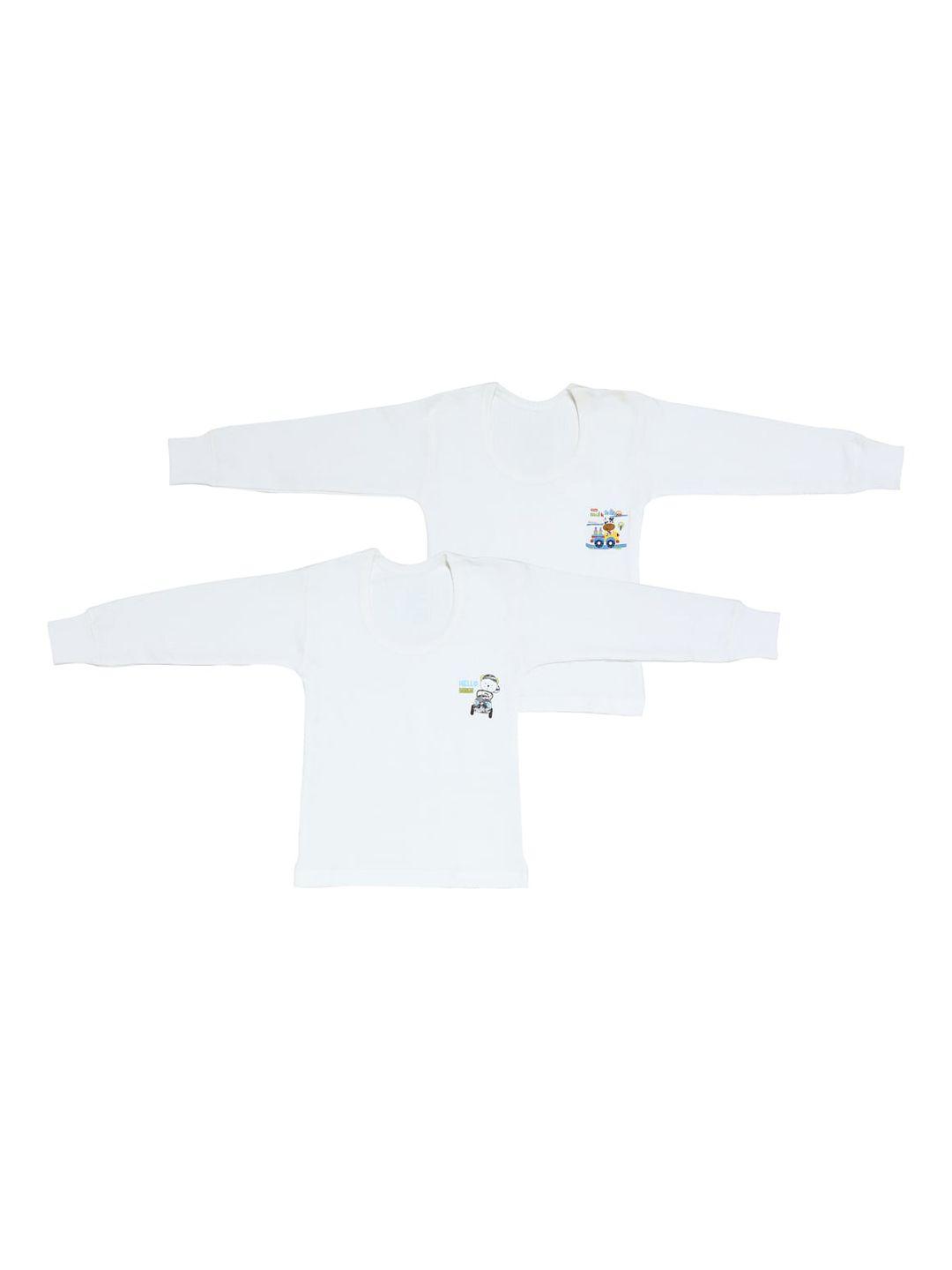 yk unisex kids pack of 2 solid off-white thermal tops