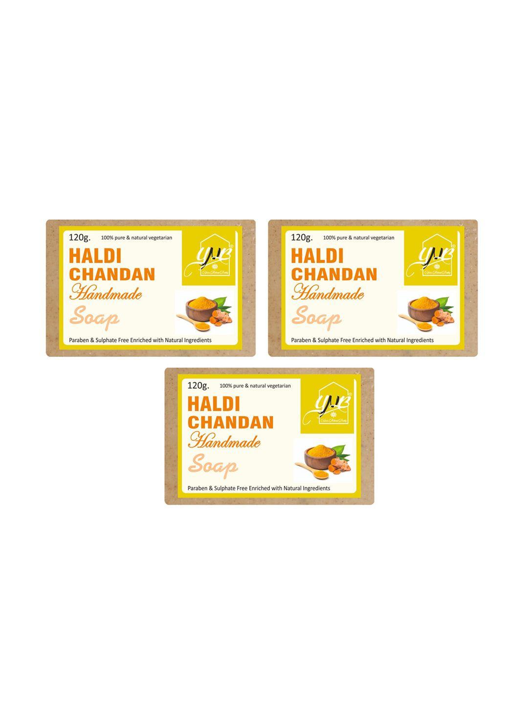 ynb yours natural buddy pack of 3 organic haldi chandan handmade sls & paraben free soap