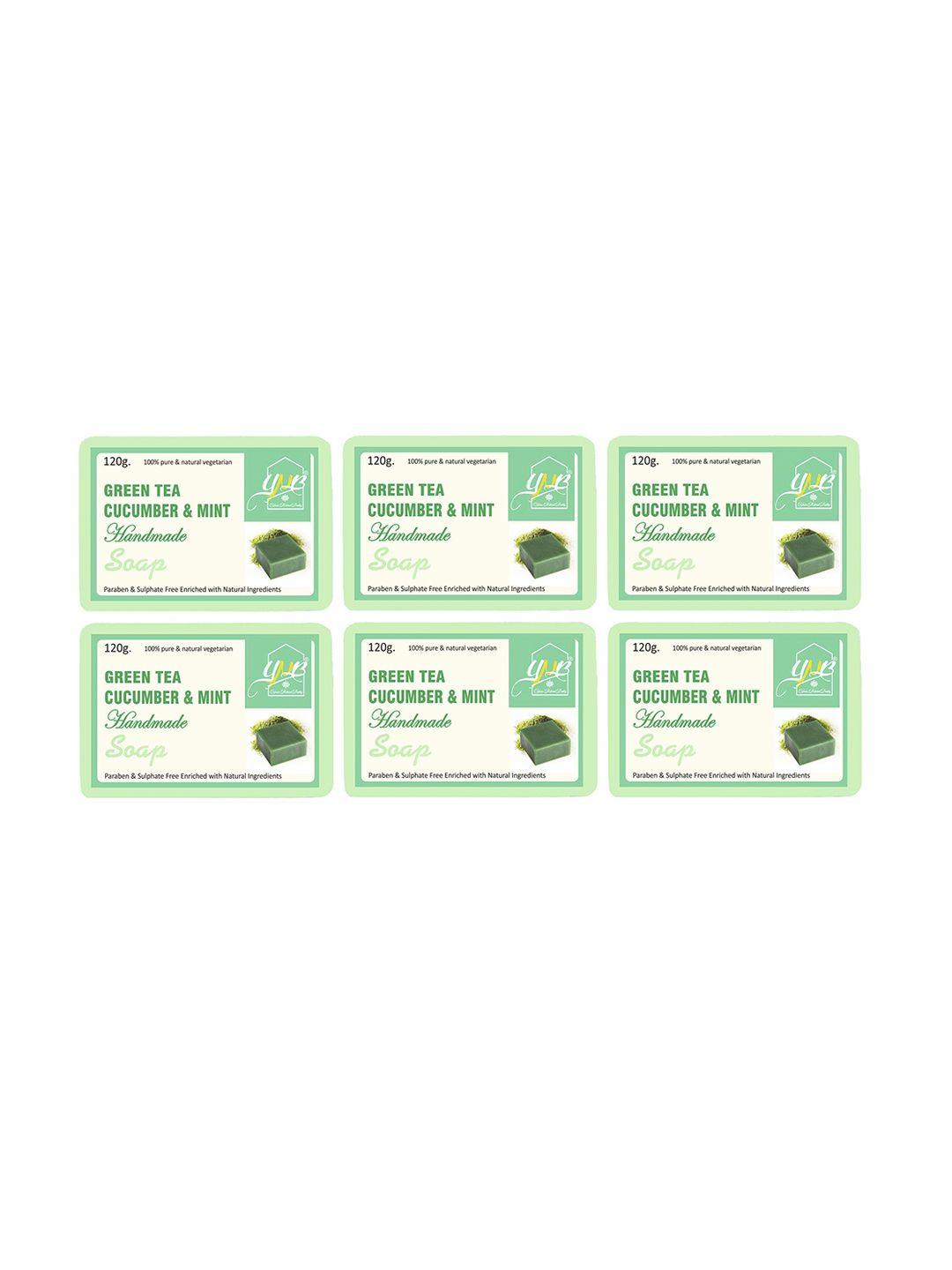 ynb yours natural buddy pack of 6 organic green tea, cucumber & mint handmade soap