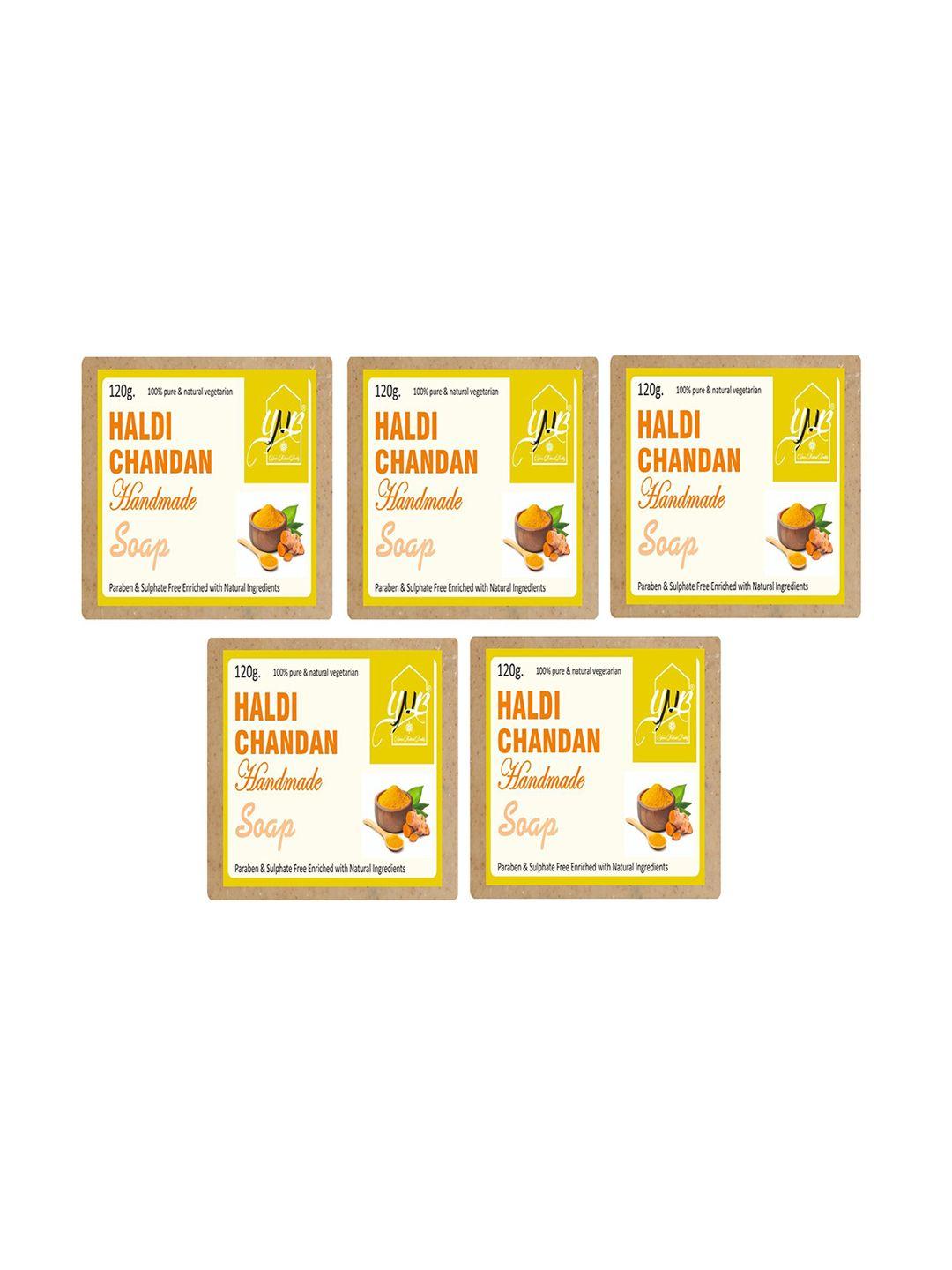 ynb yours natural buddy unisex pack of 5 organic haldi chandan handmade paraben free soap