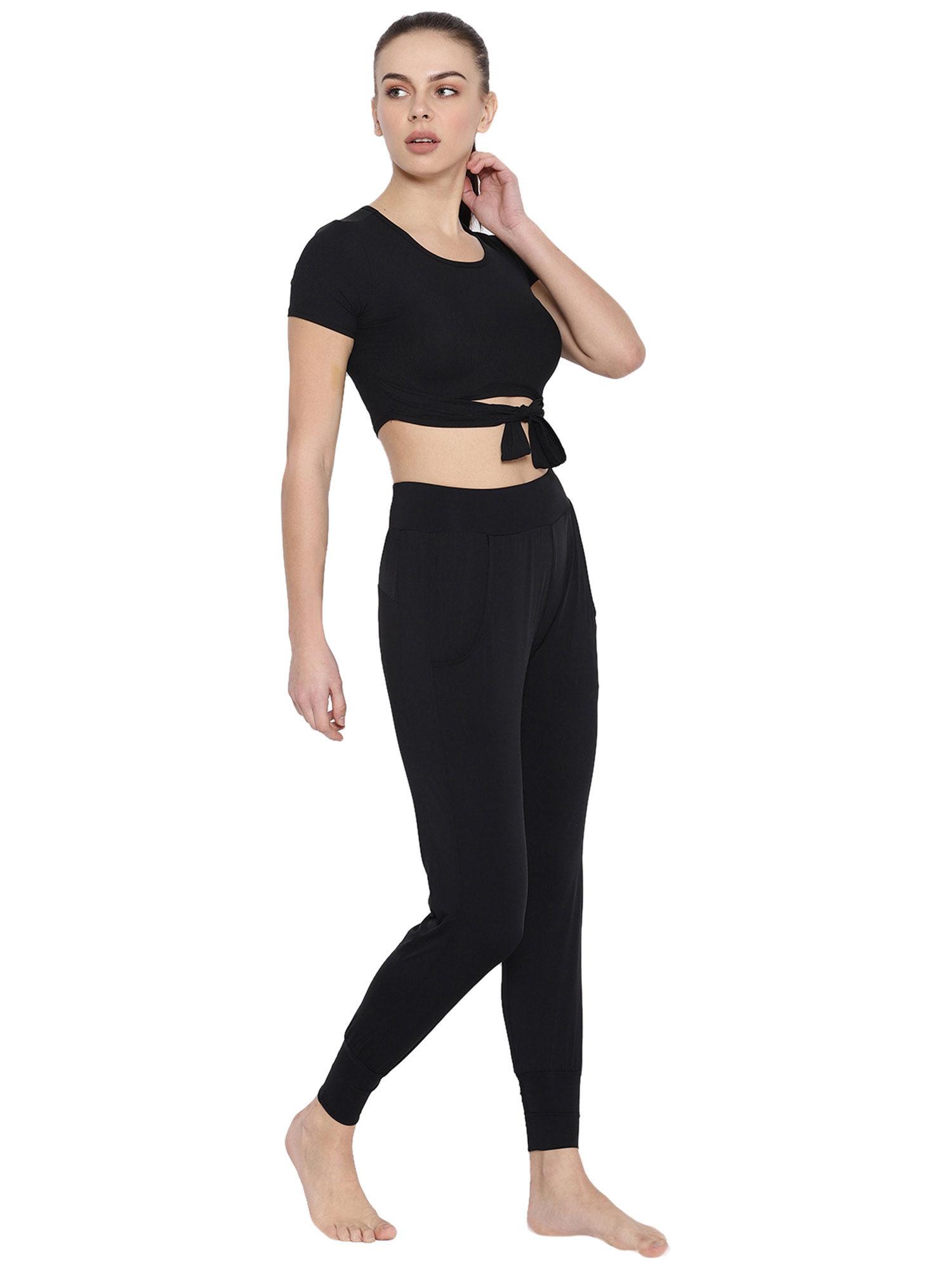 yoga joggers pant with crop top (set of 2)