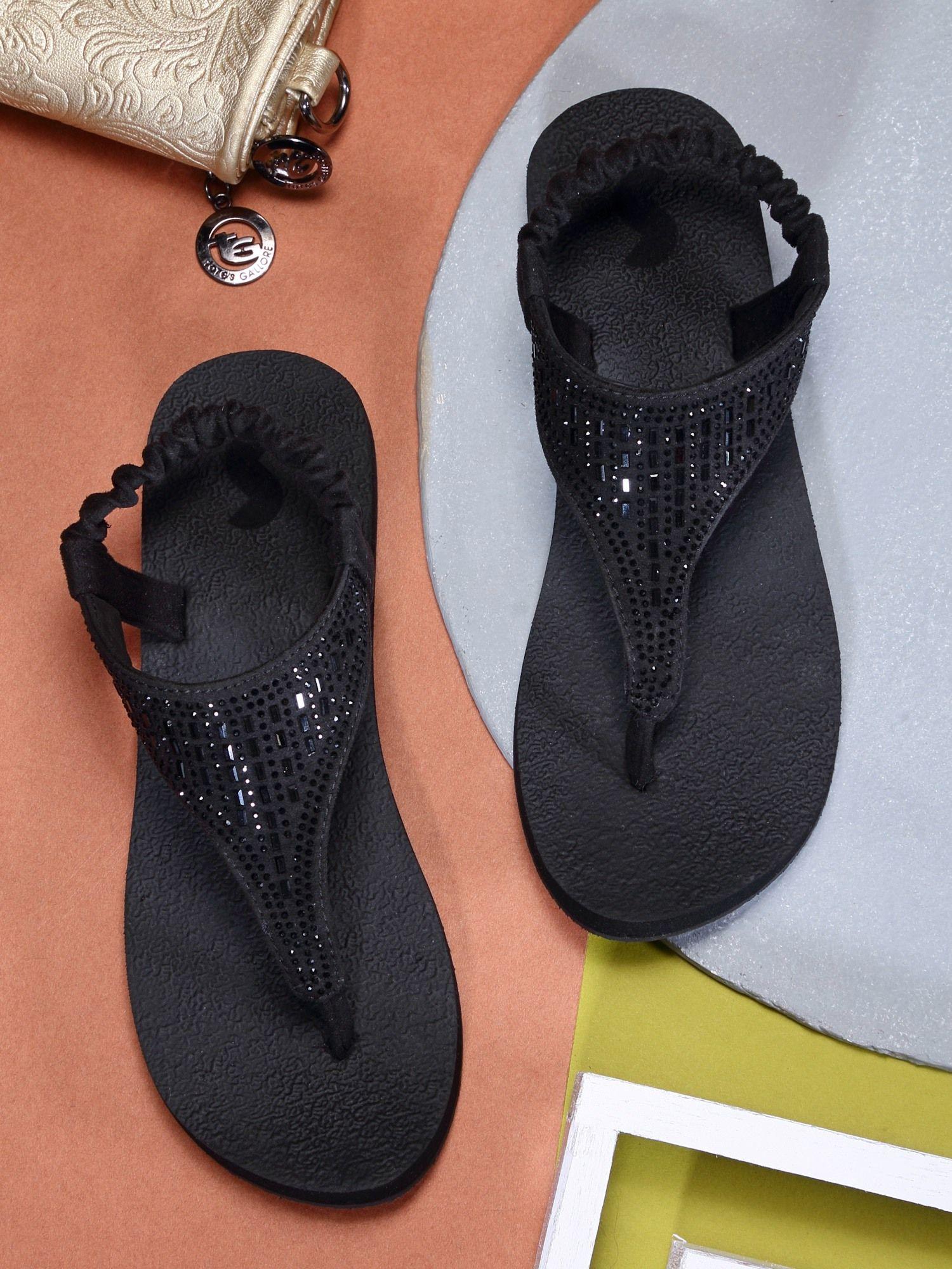 yoga sandal black solid women sandals