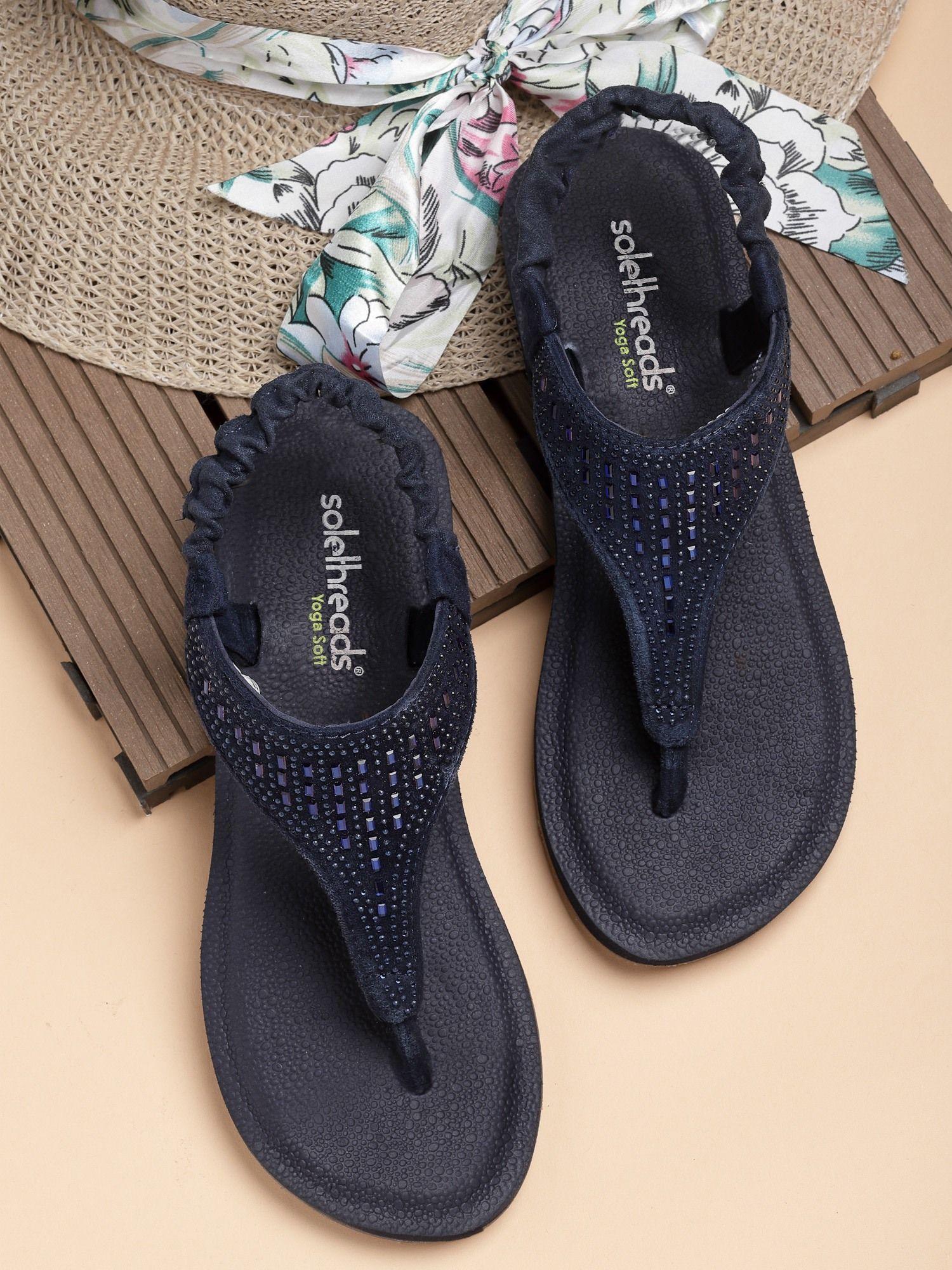 yoga sandal navy solid women sandals