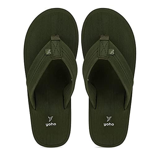 yoho bubble men olive soft slippers | comfortable and stylish flip flop slippers for men in exciting colors | daily use| lightweight | anti skid chappal | bubbles size- 8