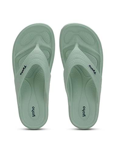 yoho floats women soft slippers with mild acupressure | comfortable, stylish, and bright colorful flip flops | lab tested cushion and bounce|casual wear | anti skid | waterproof | pastel green uk-7
