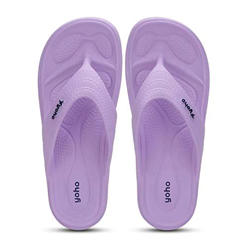 yoho floats women soft slippers with mild acupressure | comfortable, stylish, and bright colorful flip flops | lab tested cushion and bounce|casual wear | anti skid | waterproof | pastel lavender uk-7