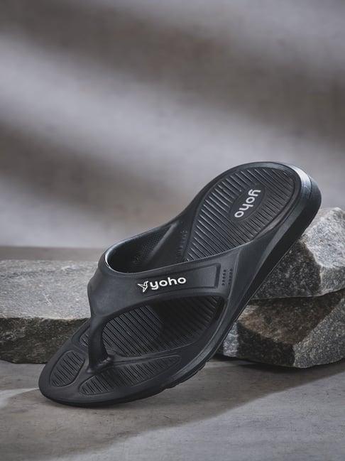 yoho men's accupressure floats black flip flops