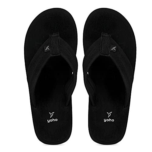 yoho men black soft slippers | comfortable and stylish flip flop slippers for men in exciting colors | daily use| lightweight | anti skid chappal | bubbles size- 8