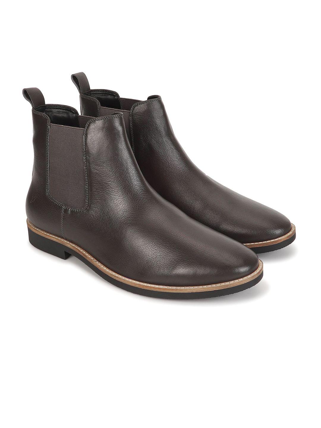 yoho men textured mid-top chelsea boots