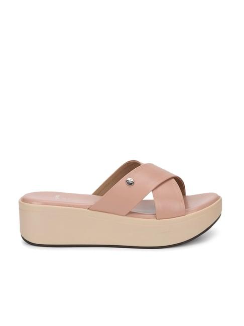 yoho women's rose pink cross strap wedges