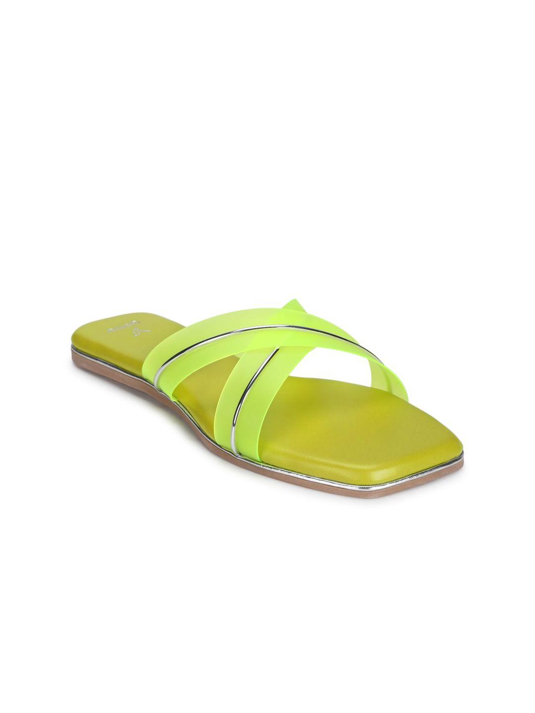 yoho women green open toe flats