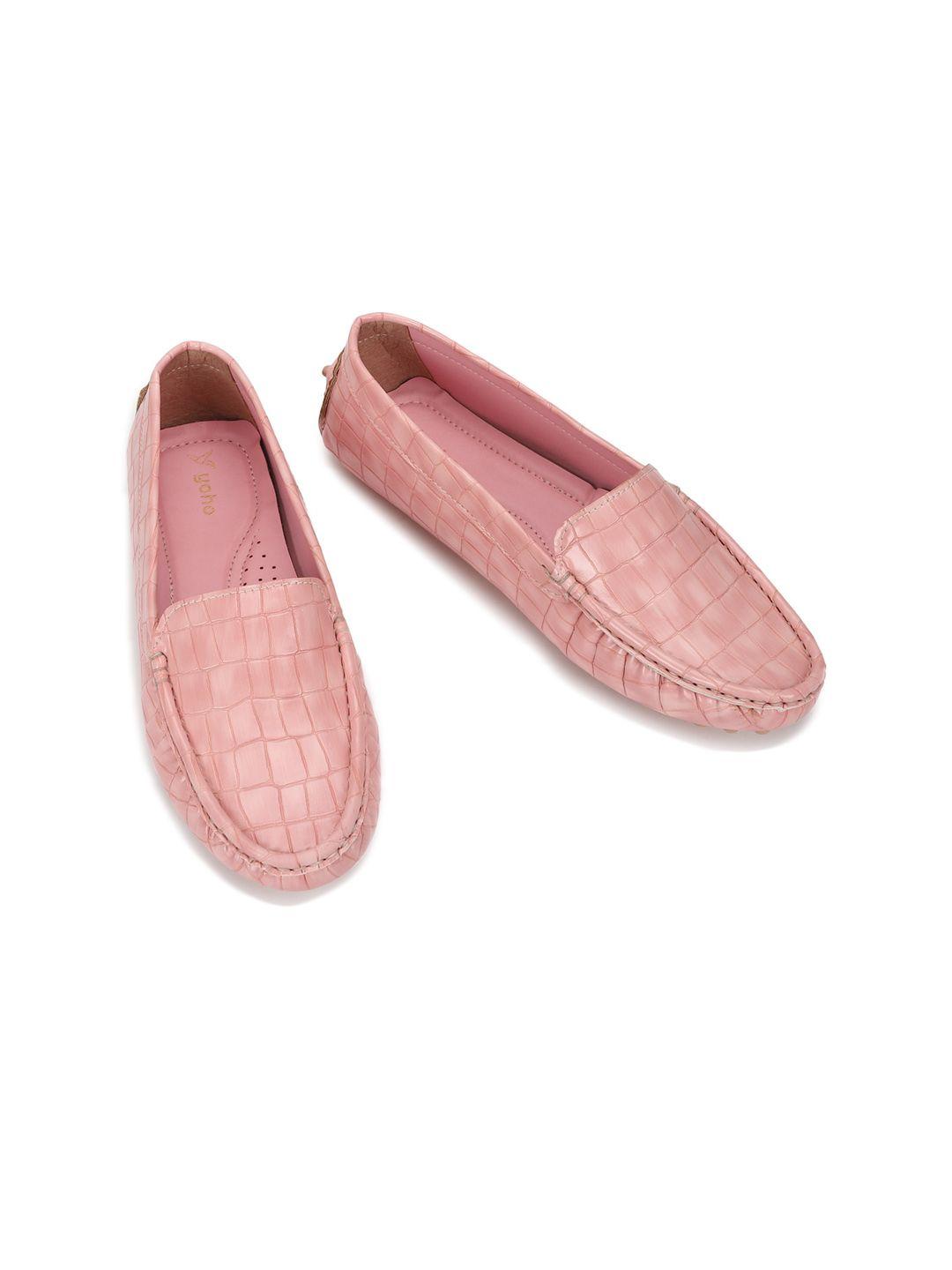 yoho women textured round toe loafers