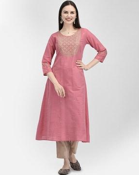 yoke embroidered a-line kurta