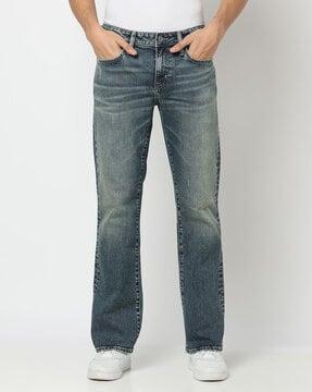 yokohama whiskered vintage look bootcut fit jeans