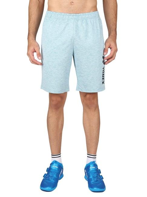 yonex light blue regular fit self design badminton shorts