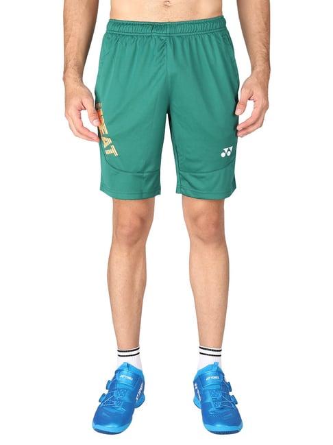 yonex green regular fit graphic print badminton shorts
