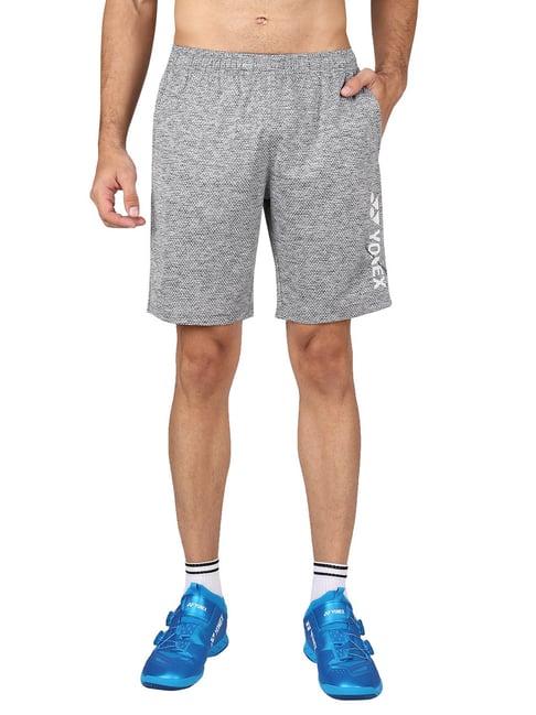 yonex grey melange regular fit self design badminton shorts