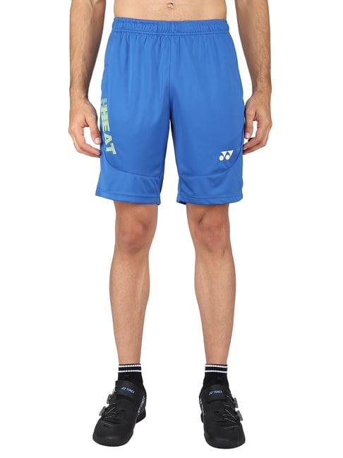 yonex royal blue regular fit graphic print badminton shorts