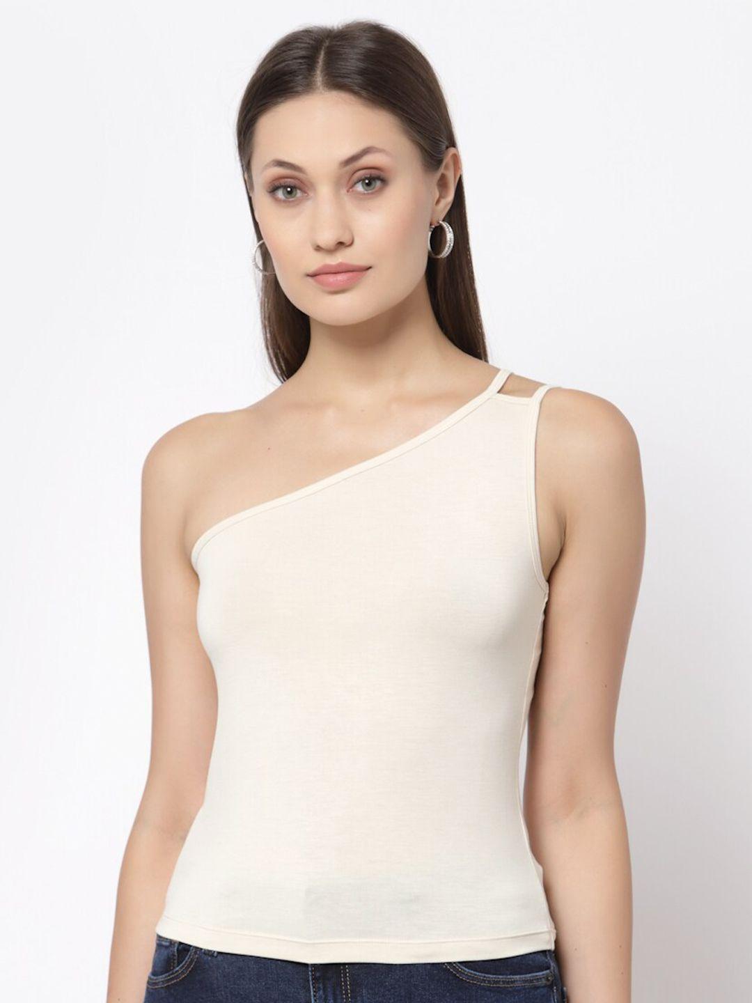 yoonoy one shoulder pure cotton fitted top