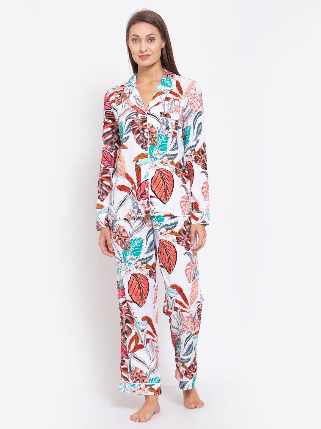 yoonoy-women-white-&-multicoloured-floral-printed-night-suit
