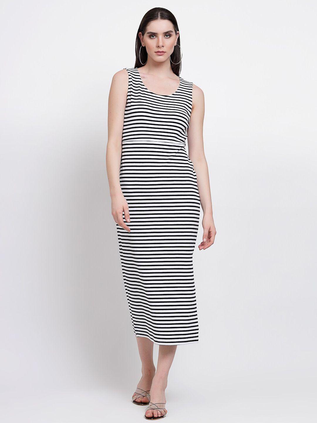 yoonoy black striped t-shirt midi dress