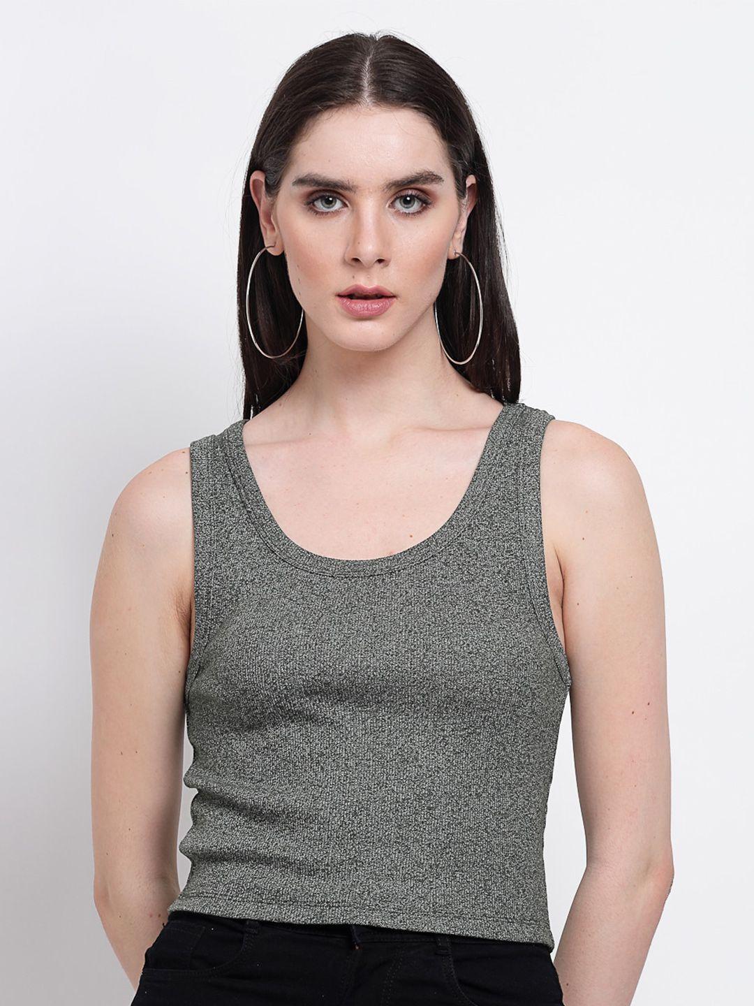 yoonoy scoop neck cotton fitted crop top