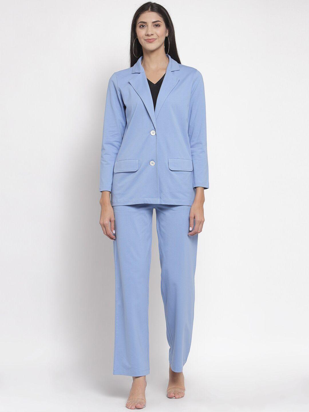 yoonoy women blue coat with trousers