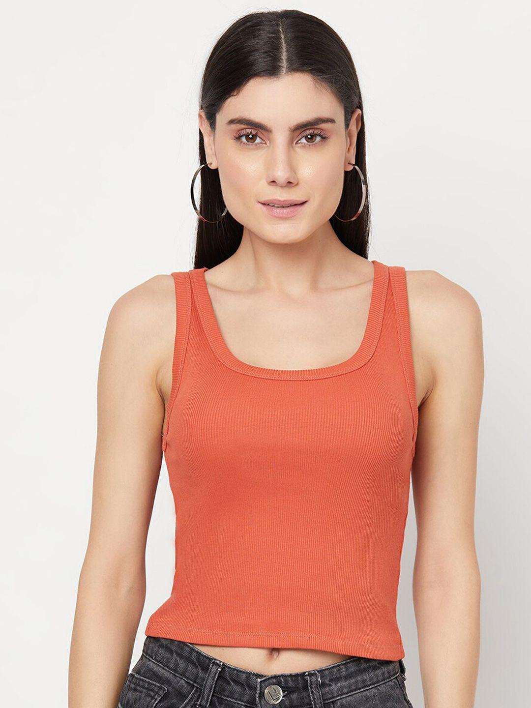 yoonoy women orange tank crop top