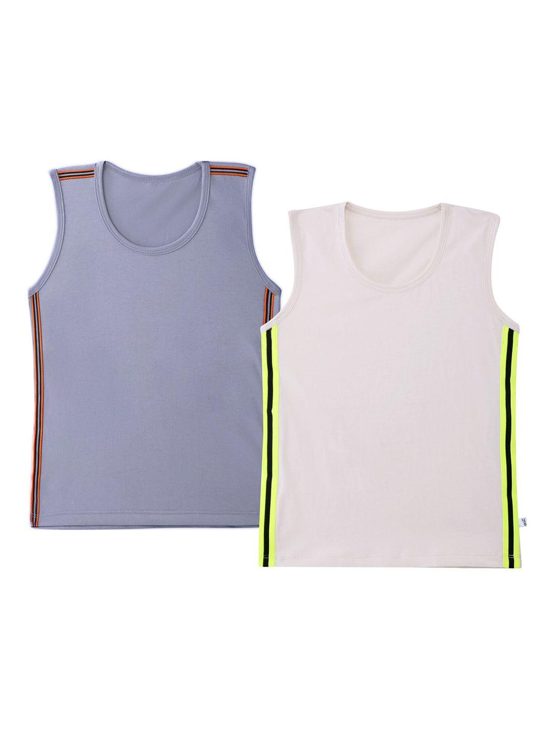 you got plan b boys pack of 2 white & grey solid pure cotton innerwear vests