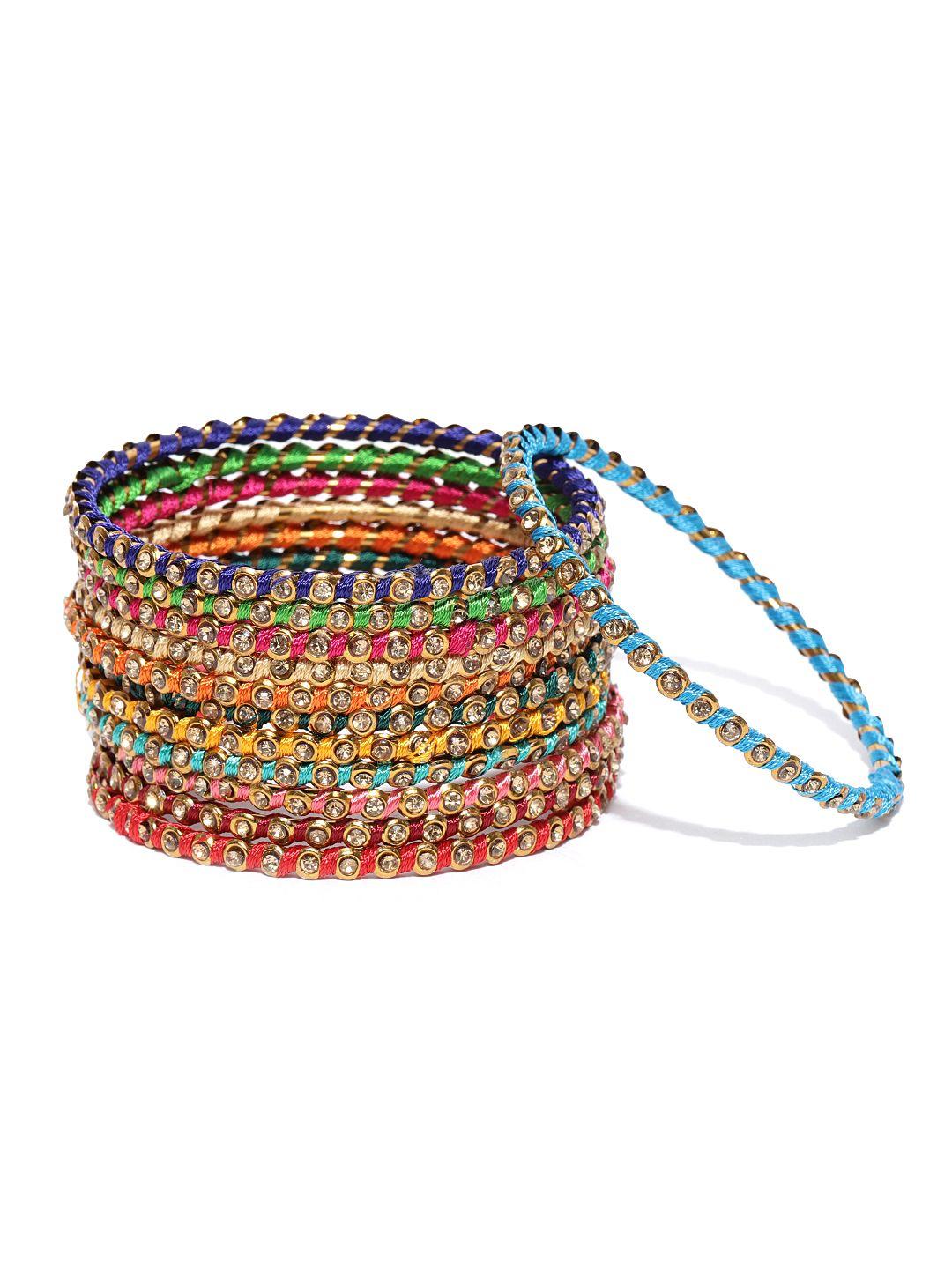 youbella set of 12 multicoloured stone-studded bangles