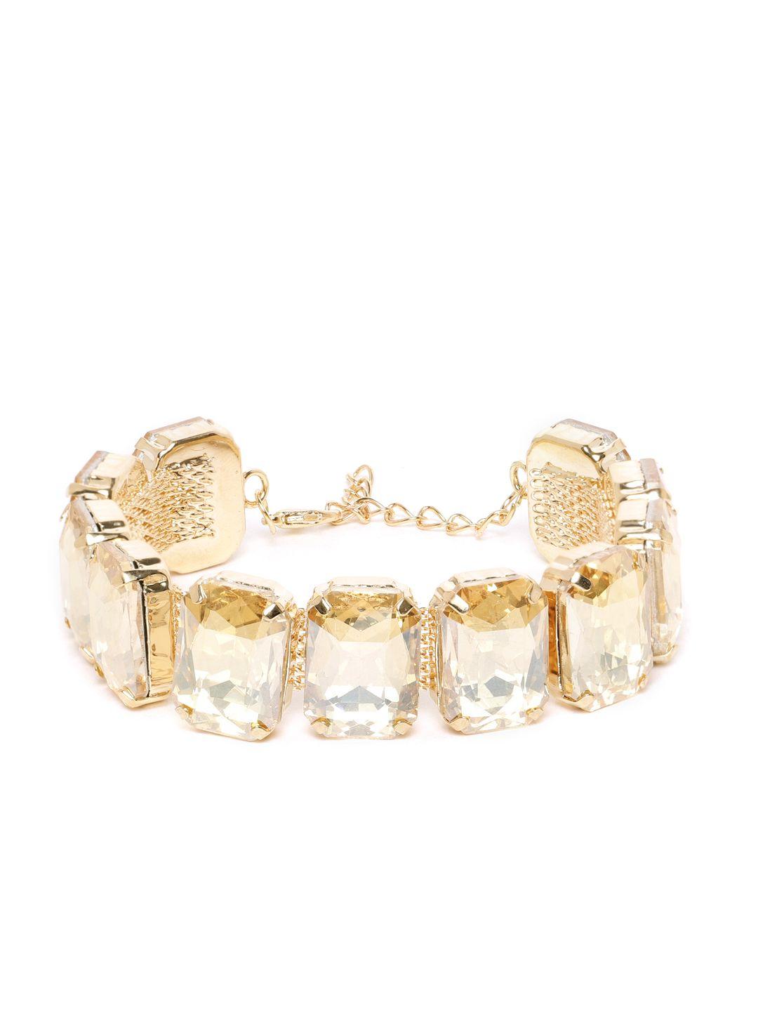 youbella beige gold-plated stone studded bracelet