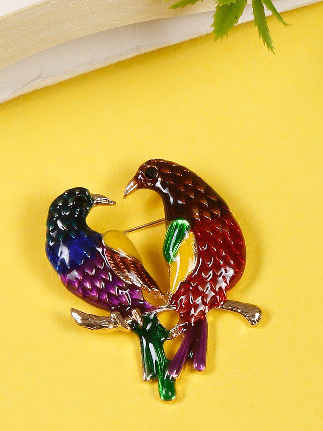 youbella crystal studded love birds shaped brooch