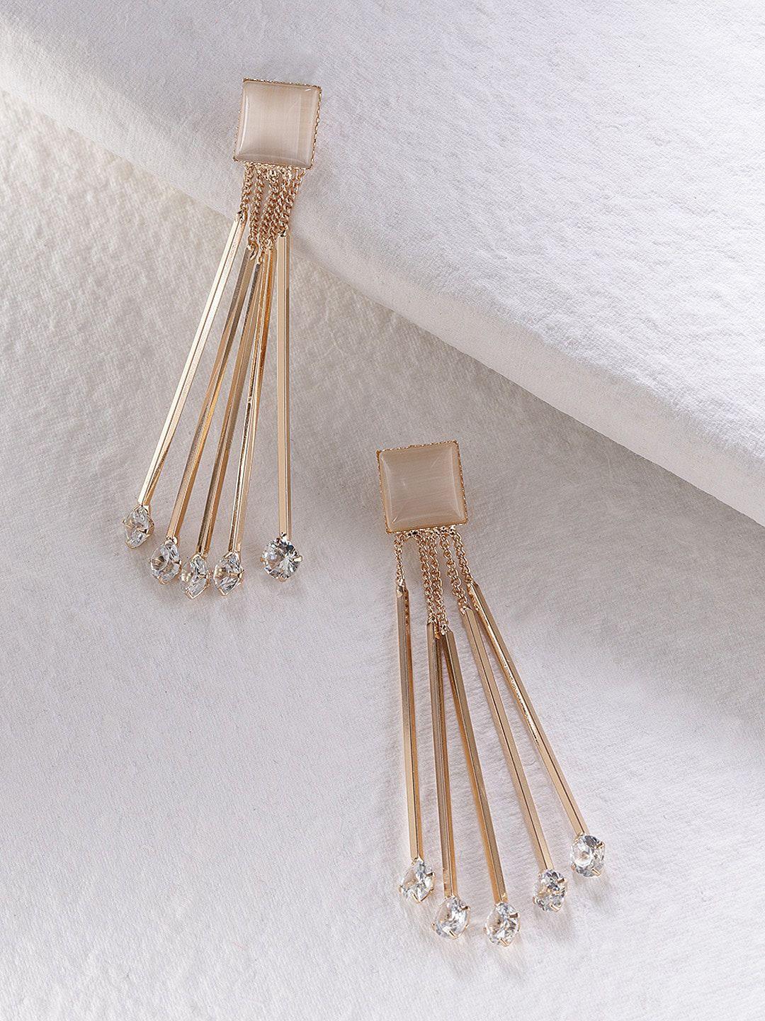 youbella gold-plated contemporary drop earrings
