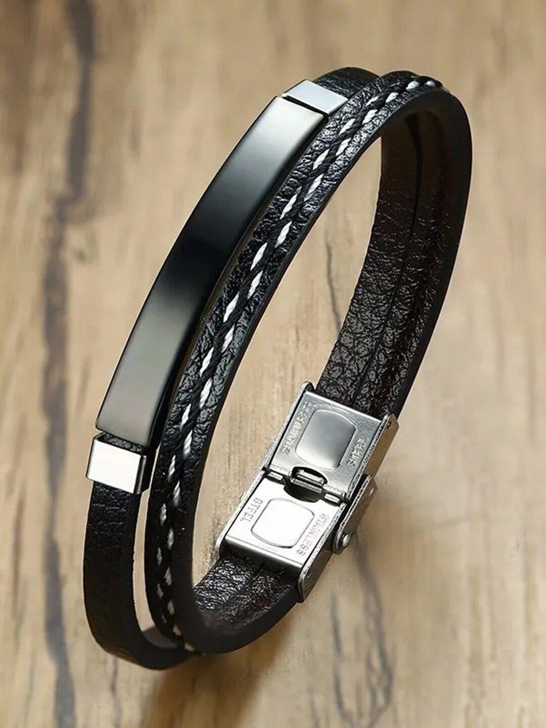 youbella men leather wraparound bracelet