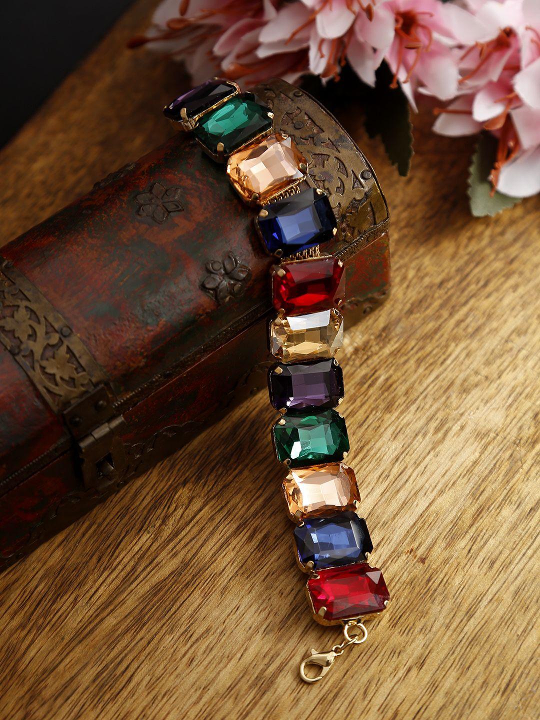 youbella multicoloured gold-plated stone studded bracelet