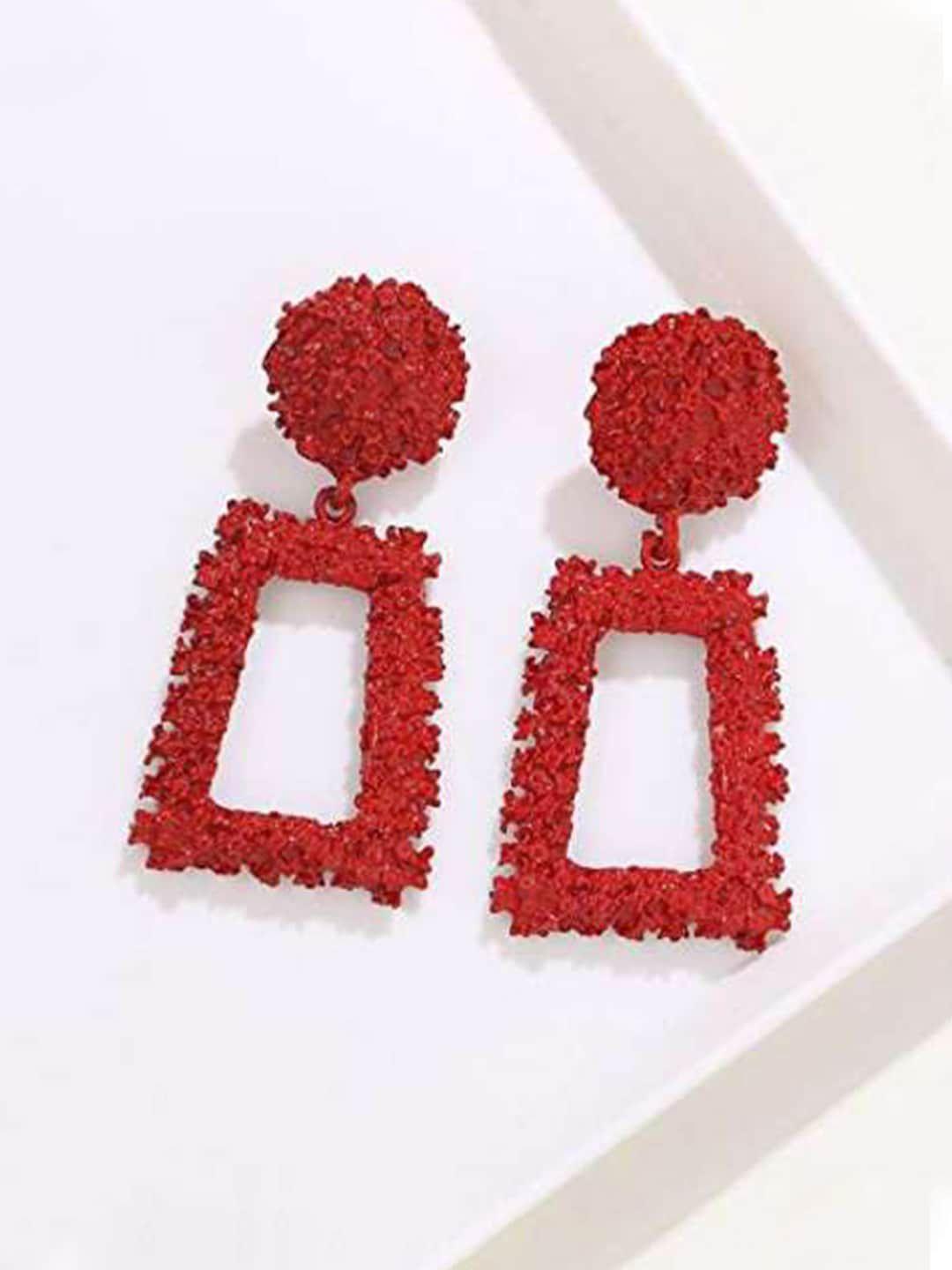 youbella red contemporary drop earrings