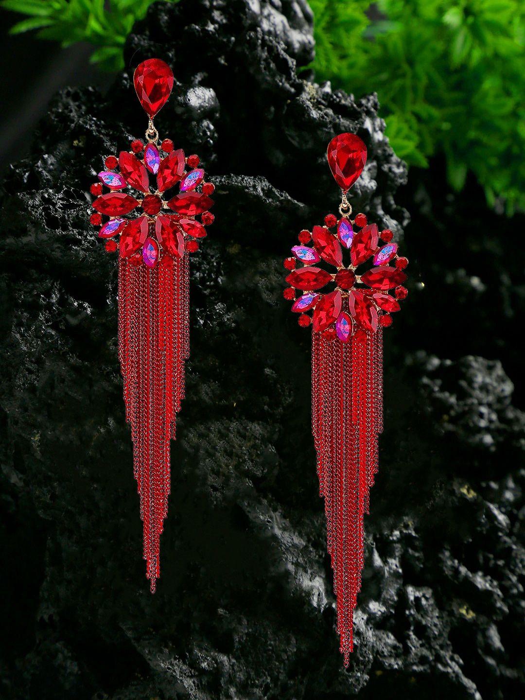 youbella red contemporary drop earrings