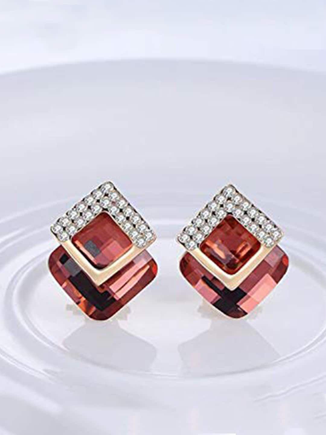 youbella red contemporary studs earrings