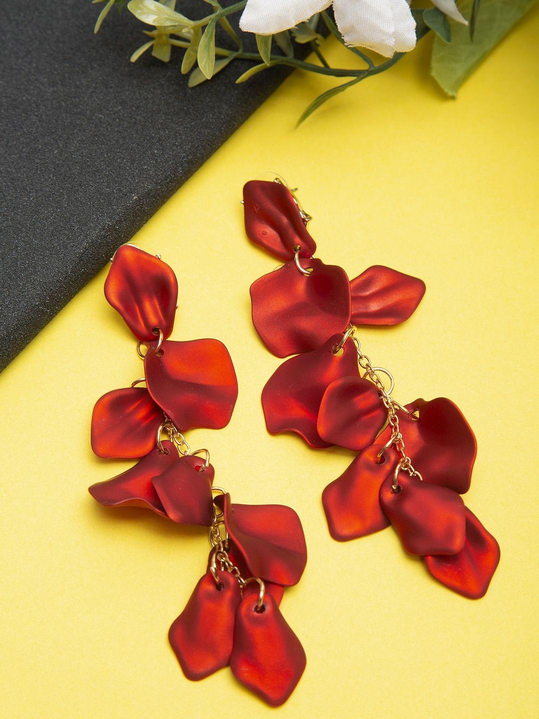 youbella red floral drop earrings