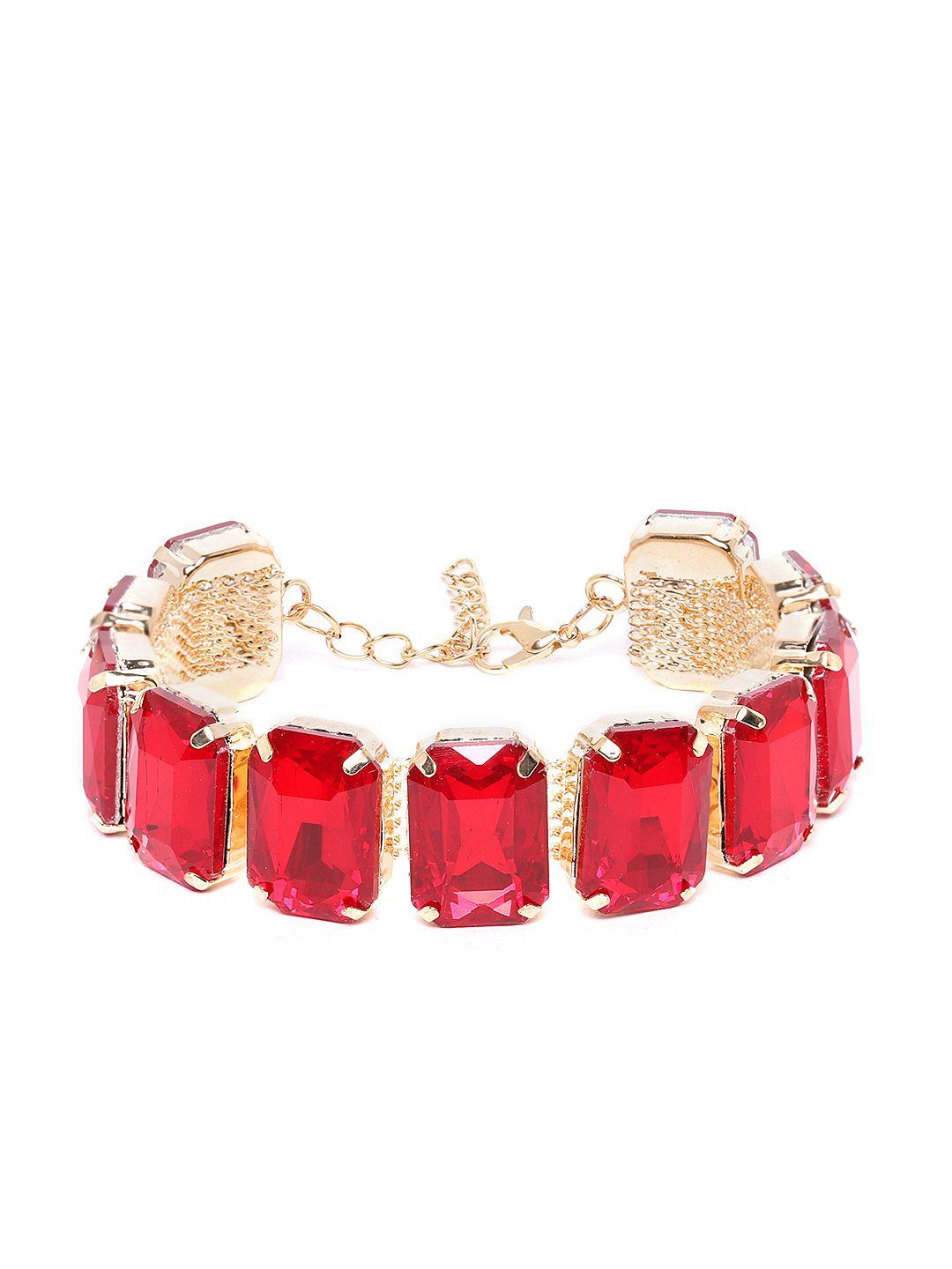 youbella red gold-plated stone studded bracelet