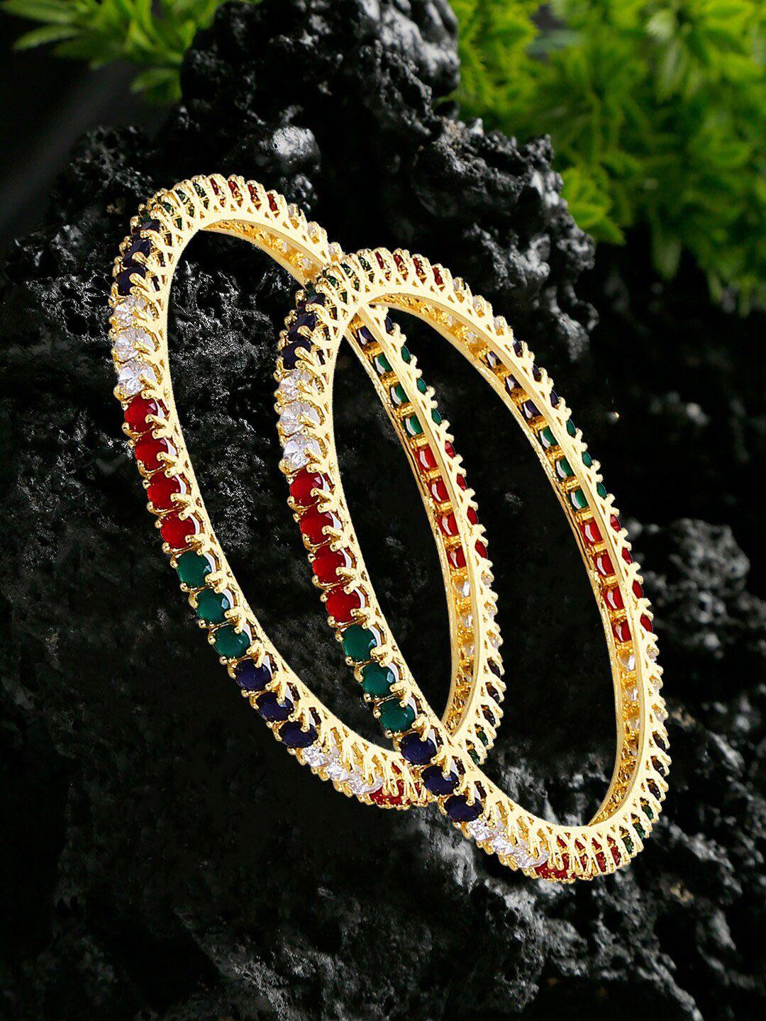 youbella set of 2 gold-plated stone-studded bangles